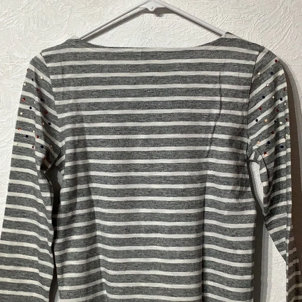 J.Crew - Sz XXS - matte & shiny beaded 3/4 arm top